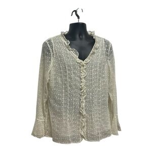 Avenue Ivory Lace Ruffle Blouse